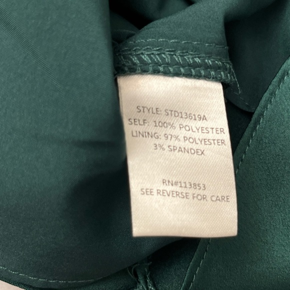 Sugarlips Chateau One Shoulder Ruched Belen Midi Dress Small Green Satin Chic - Picture 11 of 14